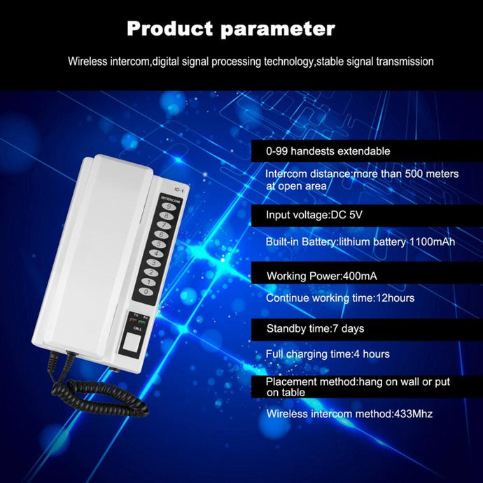 Check out this Wireless Intercom Phone with over 500meters coverage and up to 100 connections (users).