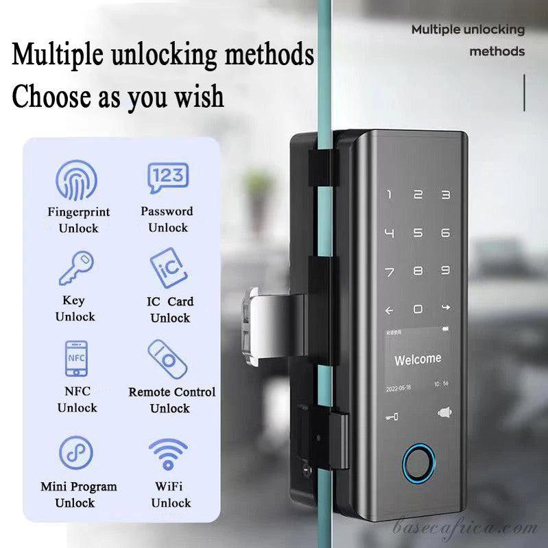 Basec BAS132 Glass Door Smart Lock With Fingerprint, Otp, App, Password, Card And Key