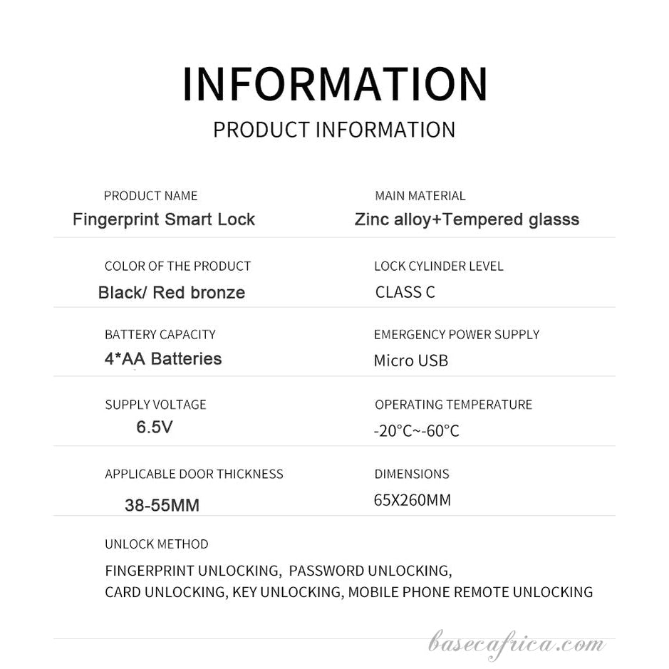 BAS121 SMART LOCK: CODE, BELL, BIOMETRIC, CARD, APP, KEY, WIFI