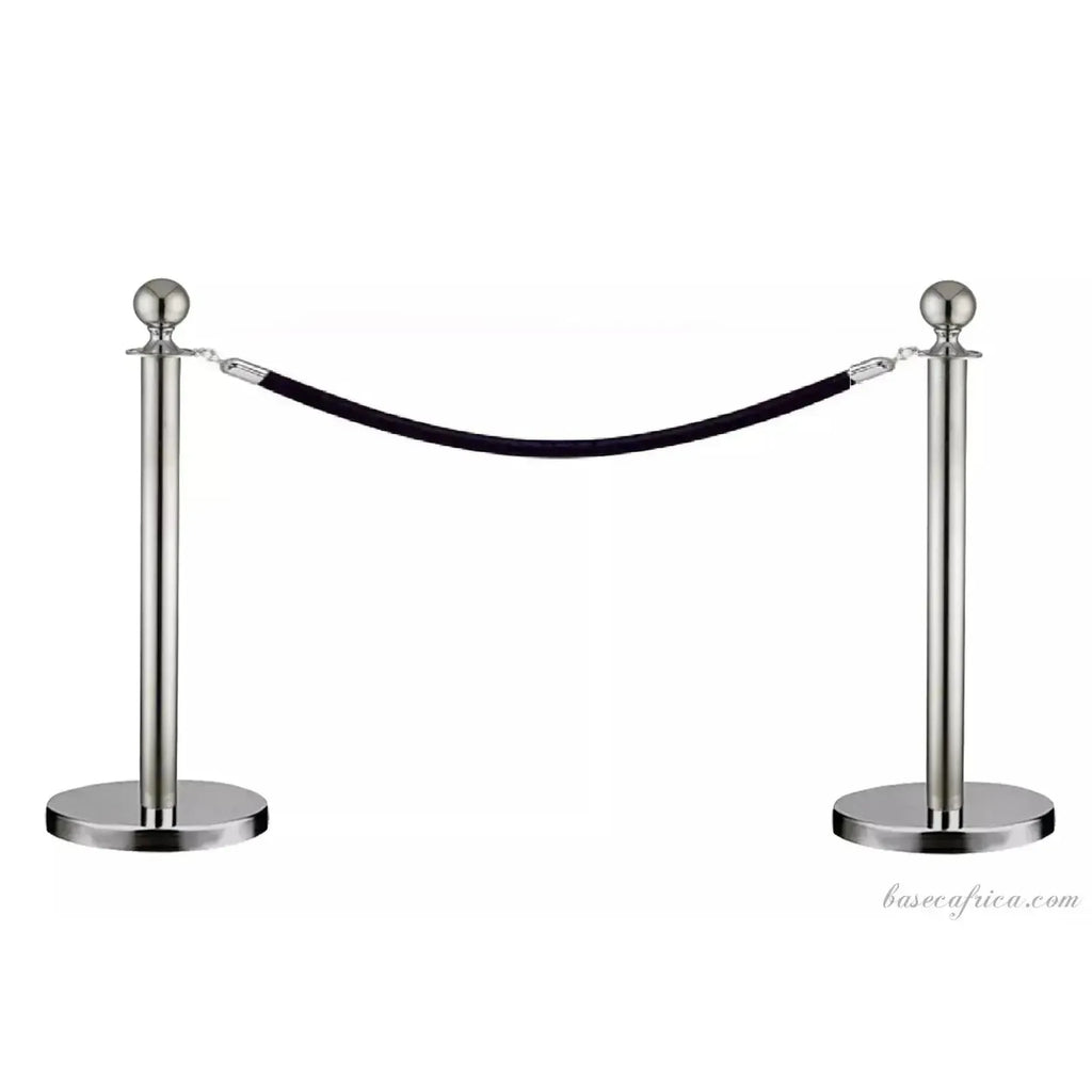 Basec BAS-SPSM Silver Stainless Steel Stanchion –Manual, 2 Poles
