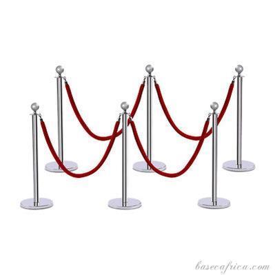 Basec BAS-SPSM Silver Stainless Steel Stanchion –Manual, 3 Poles