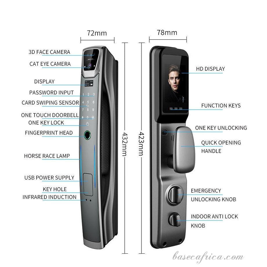 Basec BAS122 Smart Lock Key with Facial Recognition, Camera, Fingerprint, Etc