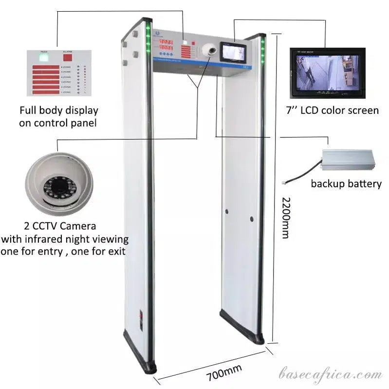 BAS06Z-C 6 Zones CCTV Cameras Walk Through Metal Detector