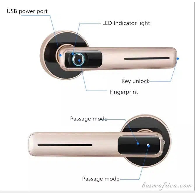 BAS158 Biometric, Fingerprint, Emergency Port, Key Smart Lock