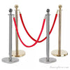Stainless Steel Queue Barrier Set – 3 Poles with 2 Velvet Ropes