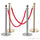 Stainless Steel Queue Barrier Set – 3 Poles with 2 Velvet Ropes