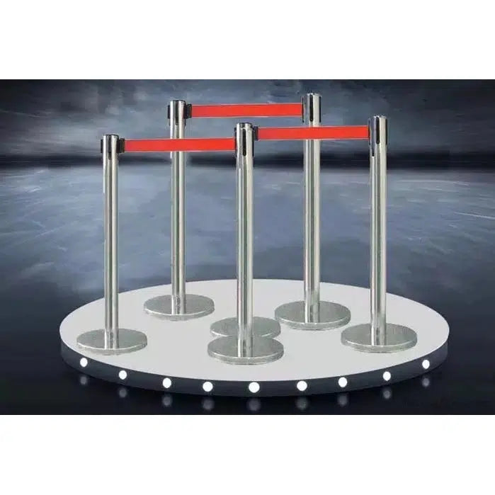Pedestrian Control Retractable Stanchions – Stainless Steel Barrier Set