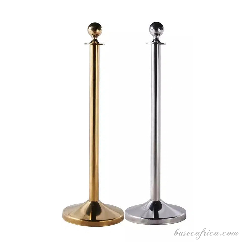 Stainless Steel Queue Barrier Set – 3 Poles with 2 Velvet Ropes