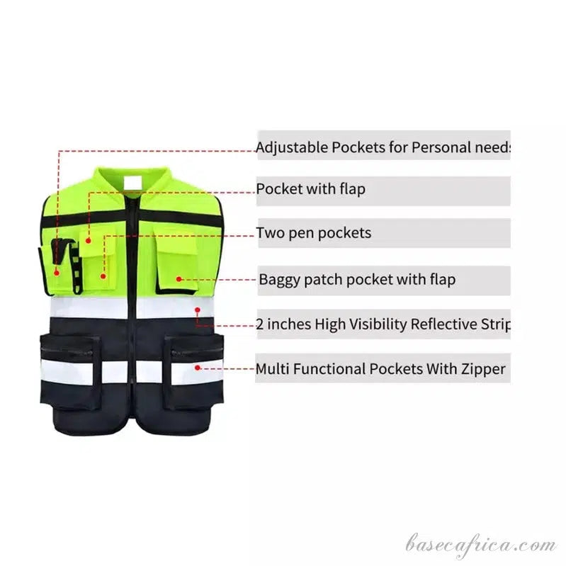 High Visibility Reflective Safety Vest With Functional Pockets