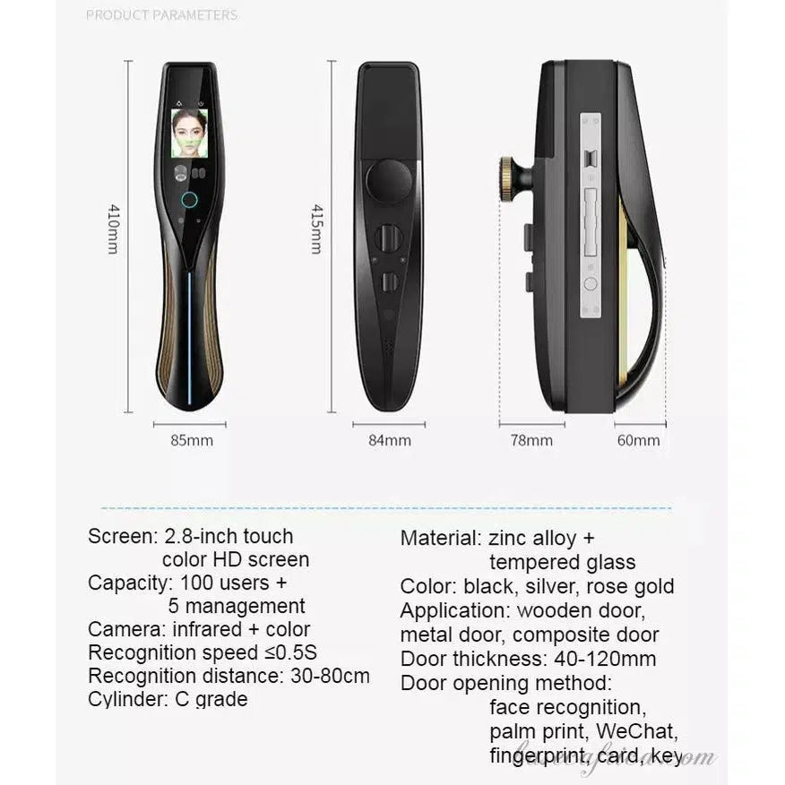 Basec BAS137 Smart Lock Key With Face Recognition, Palmprint, Fingerprint, App, Card, Key, Password, Etc