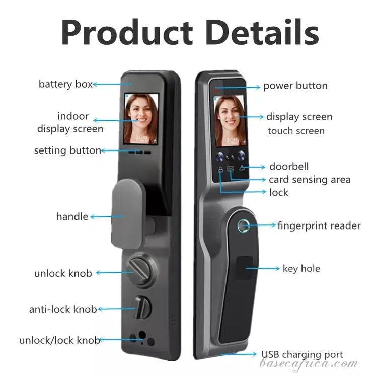 Basec BAS167 Smart Lock Face Recognition, Palmprint, Fingerprint, App, Card, Key, Password