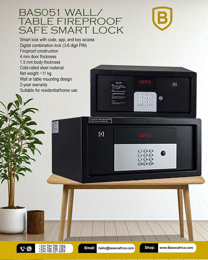 🔥 BAS051 Wall/Table Fireproof Smart Safe – The Future of Home Security