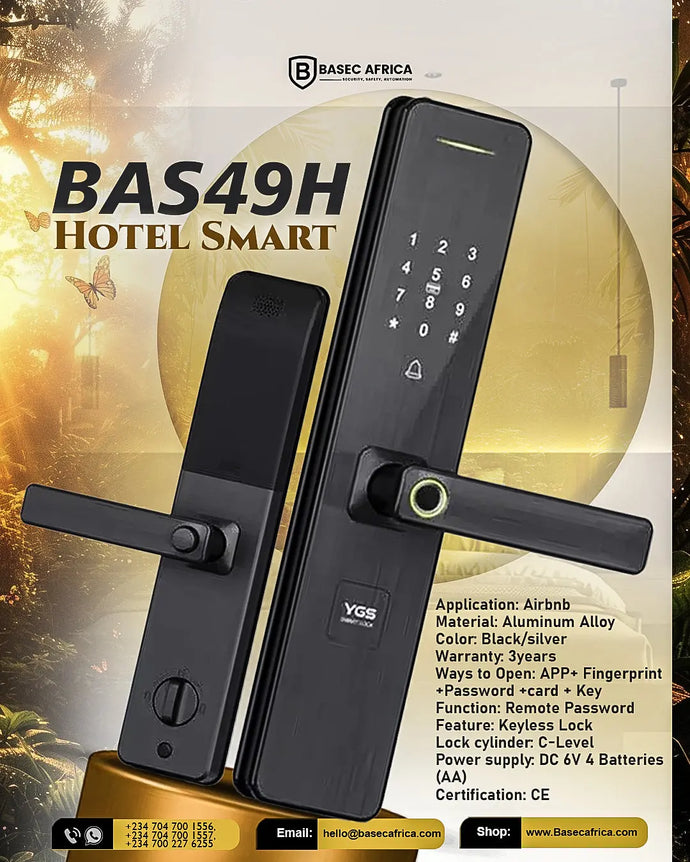 Secure Your Hotel with Basec Africa's BAS31W MUTE RFID Hotel Lock Featuring Top-Tier Security Gadgets and Automation Devices.
