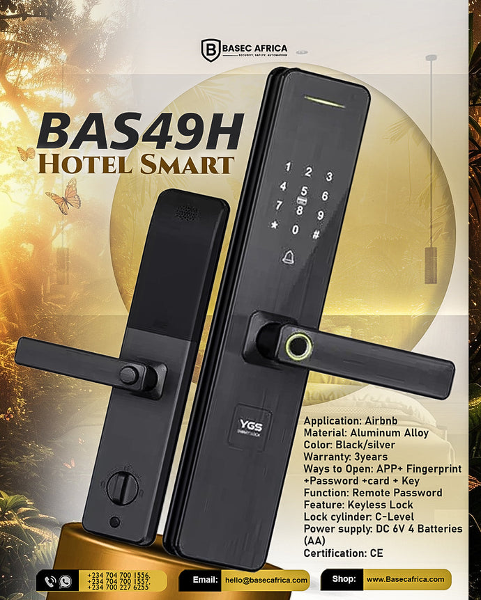 Secure Your Hotel with Basec Africa's BAS31W MUTE RFID Hotel Lock Featuring Top-Tier Security Gadgets and Automation Devices.