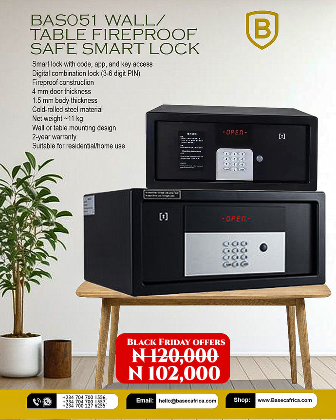 BASO51 Wall/Table-Mount Fireproof Smart Safe