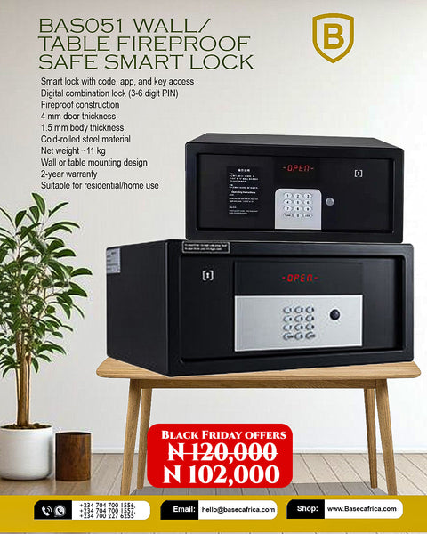 BASO51 Wall/Table-Mount Fireproof Smart Safe