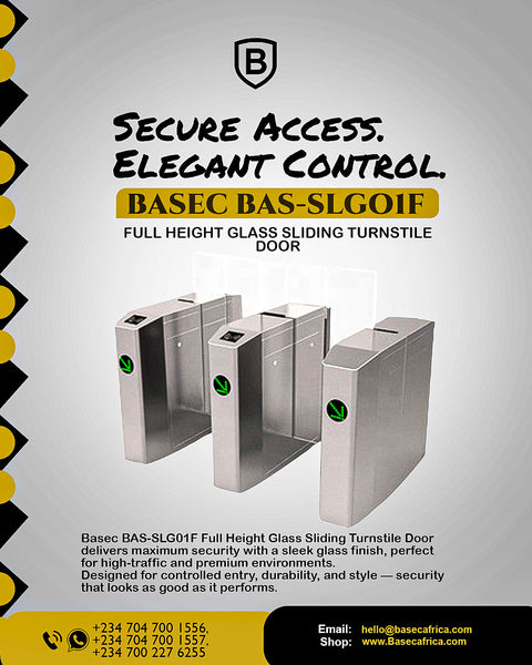 BASEC BAS-SLG01F Full Height Glass Sliding Turnstile Door