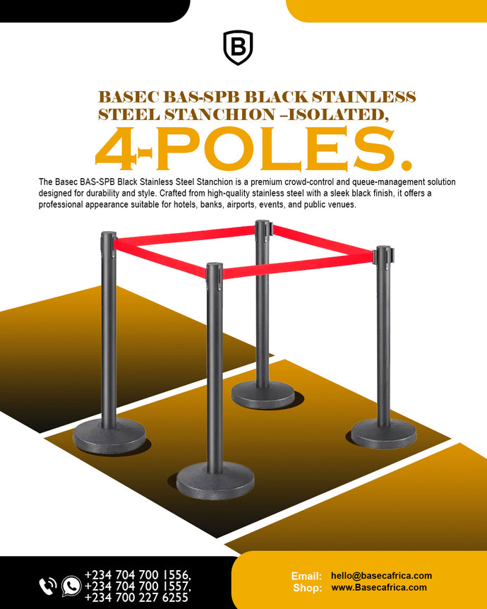 BASEC BAS-SPB Black Stainless Steel Stanchion (4 Poles)