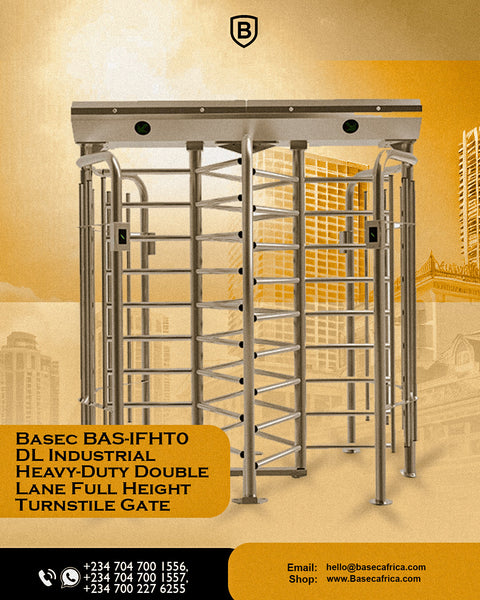 Strength Meets Control: Why the Basec BAS-IFHT0 DL Industrial Heavy-Duty Double Lane Full Height Turnstile Gate Is the Ideal Access Control Solution