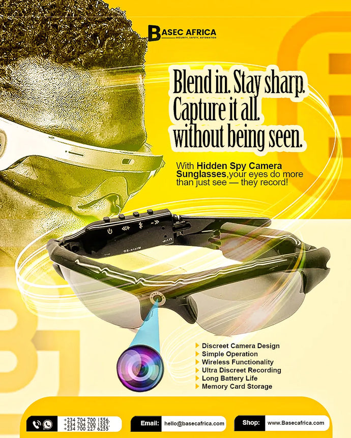🕶️ Hidden Spy Camera Sunglasses by Basec Africa – Be Present. Stay Unseen. Record Everything.