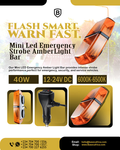 Mini LED Emergency Strobe Amber Light Bar