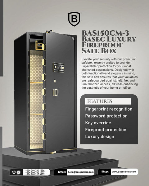 BASEC Luxury Fireproof Safe Box (BAS150CM-3)