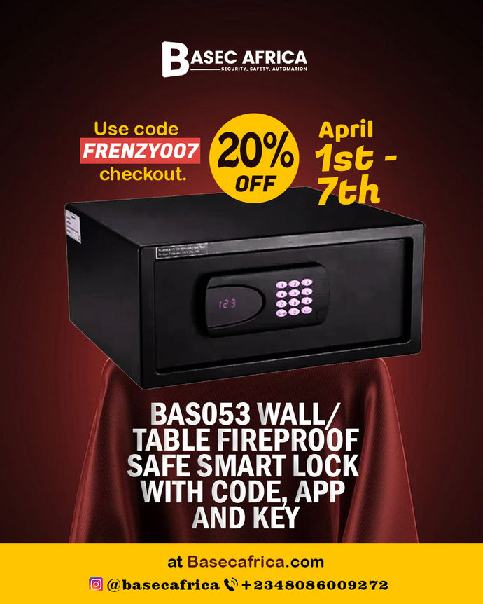 Secure Your Valuables with the BAS053 Wall/Table Fireproof Safe – Smart Lock with Code, App, and Key