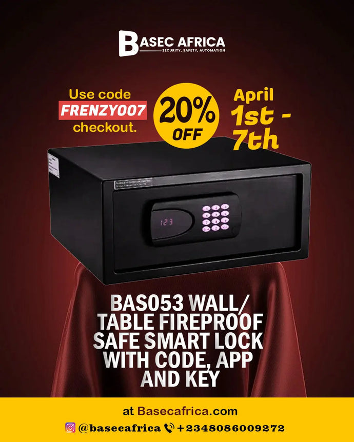 Secure Your Valuables with the BAS053 Wall/Table Fireproof Safe – Smart Lock with Code, App, and Key