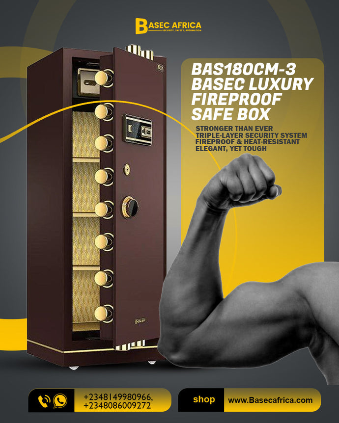 "Triple the Protection, Zero Compromise: The BAS180CM-3 BASEC Luxury Fireproof Safe Box"