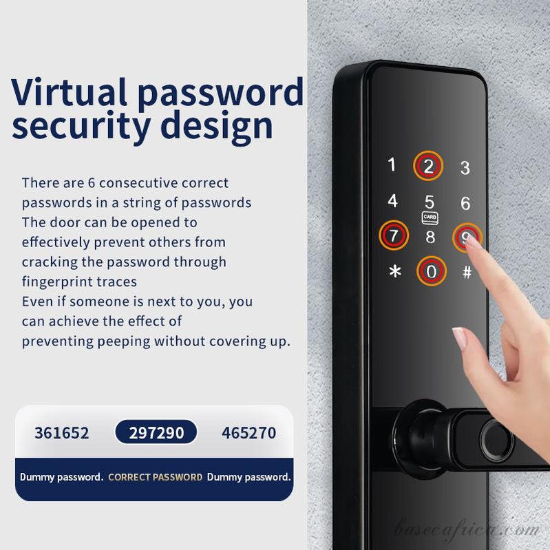 Basec BAS124 Smart Lock With Password, Wifi, Fingerprint, Tuya App, Access Card And Keys