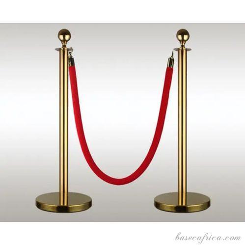 Stainless Steel Queue Barrier Set – 2 Poles with 1 Velvet Rope