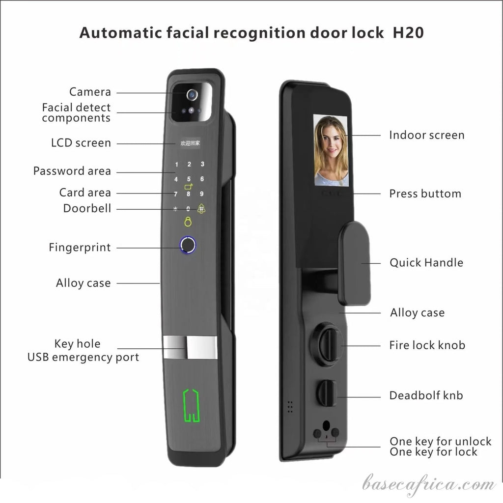 BAS140 Basec Luxury Door Smart Lock with Face ID, Fingerprint, Tuya App, Password, Etc