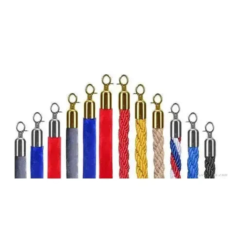 Velvet ropes for Stanchions – Single Replacement Barrier Rope with Metal Hooks
