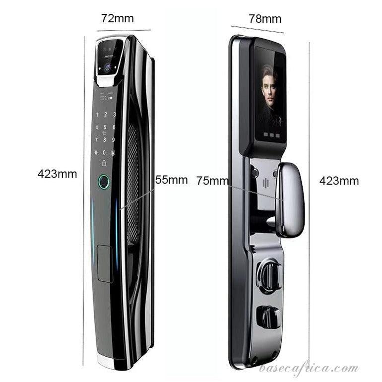 BAS125 Smart Lock with Camera, Biometric Fingerprint, Access Card, Password, Access Code, DoorBell, Tuya App And Keys.