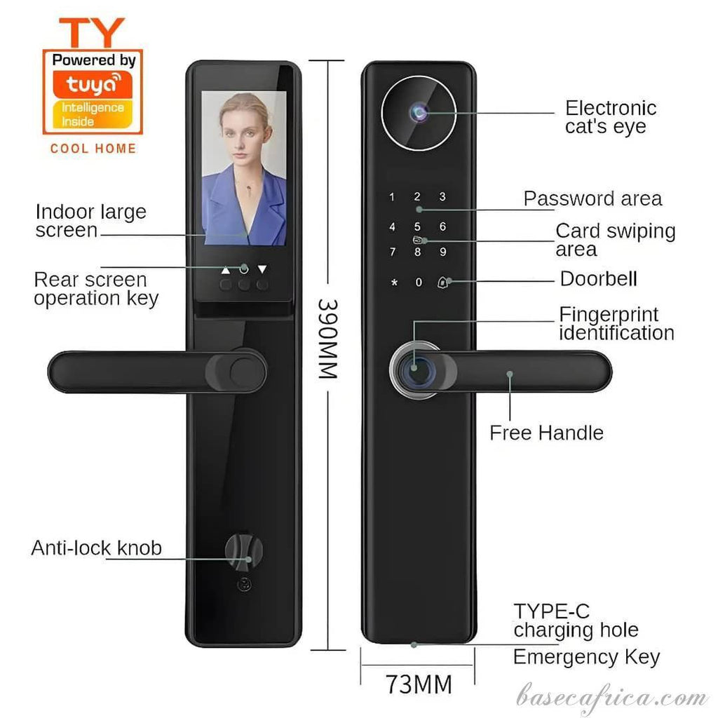 Basec BAS124 Pro Smart Lock With Password, Wifi, Fingerprint, Tuya App, Etc