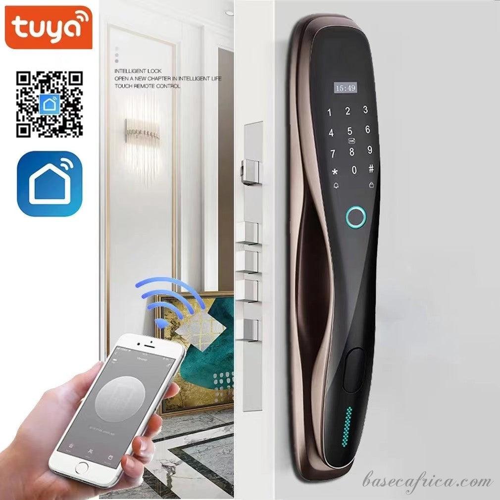 Basec BAS127 Smart Lock With Biometrics, Fingerprint, Access Card, Password, Doorbell, Tuya App and Manual Keys