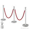 Basec BAS-SPSM Silver Stainless Steel Stanchion –Manual, 3 Poles