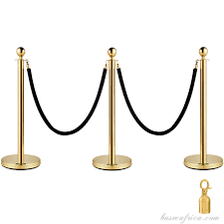 Basec BAS-SPGM Gold Stainless Steel Stanchion –Manual, 3 Poles