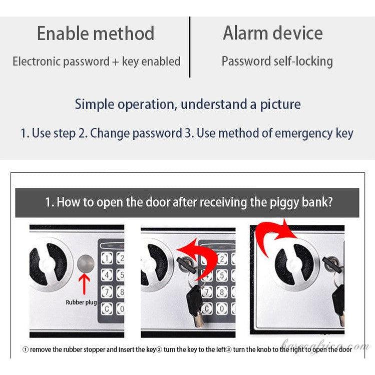 BAS017SB-2 Basec Luxury Mini Fireproof Safe Box With Password and Key Unlock.