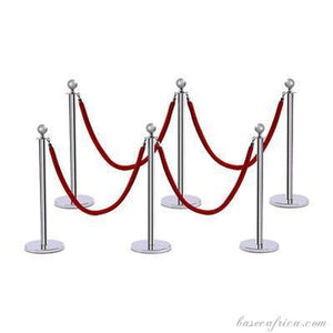 Basec BAS-SPSM Silver Stainless Steel Stanchion –Manual, 3 Poles