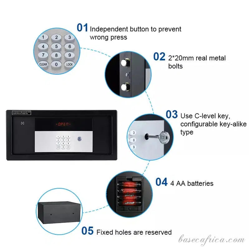 BAS054 Wall/Table Fireproof Safe Smart Lock With Code, App And Key.