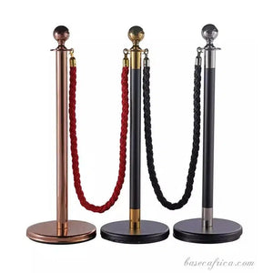 Stainless Steel Queue Barrier Set – 3 Poles with 2 Velvet Ropes