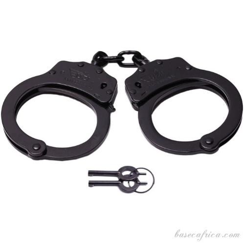 Black Security Handcuff - Hinged and Chain